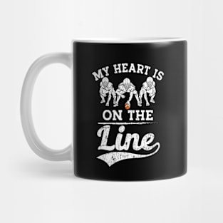 My Heart Is On The Line Offensive Lineman Retro football Mug